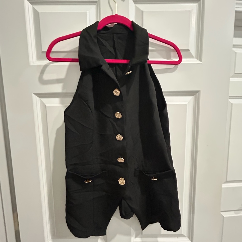 Black Sleeveless Button-Up Vest NWOT